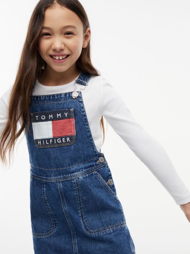 Denim Heritage Logo Pocket Denim Dungaree Dress  Girls