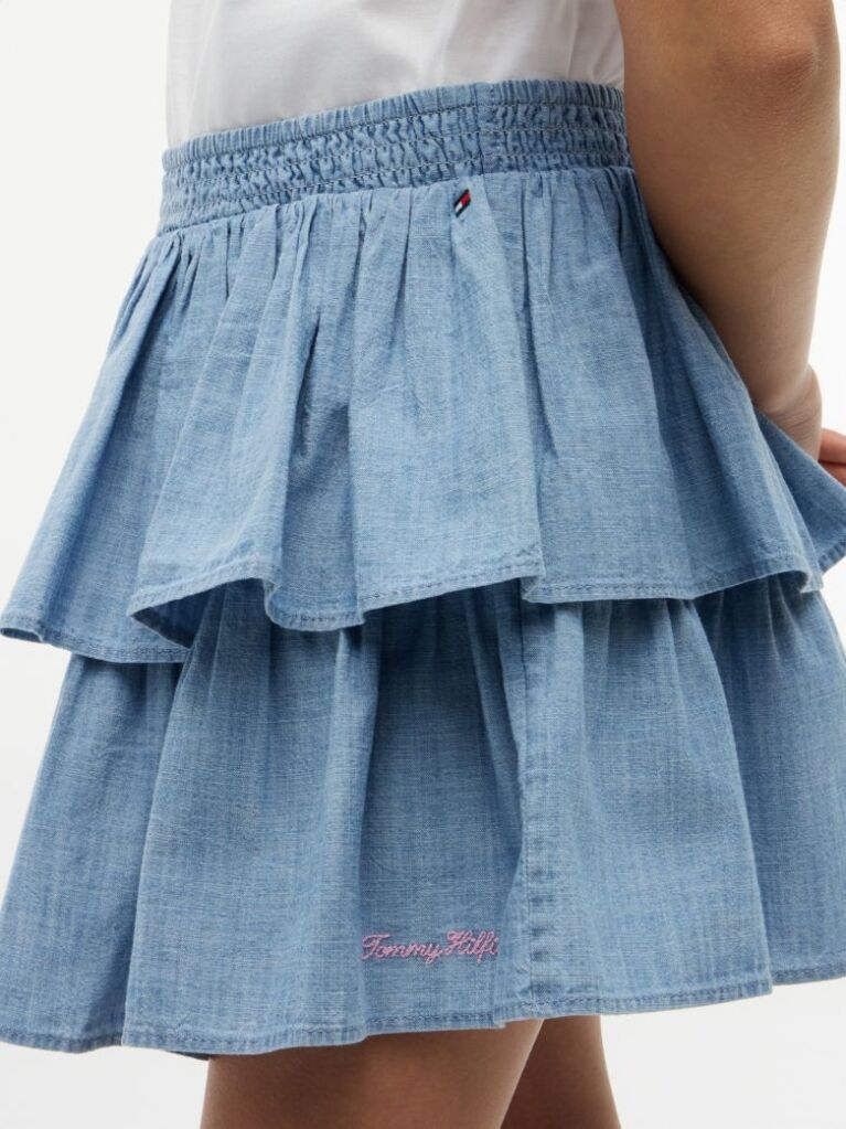 Denim Chambray Tiered Skirt  Girls