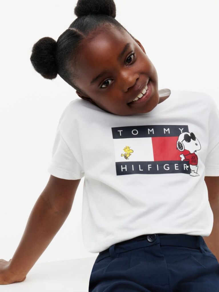 White Peanuts® Flag Graphic Relaxed T-Shirt  Girls