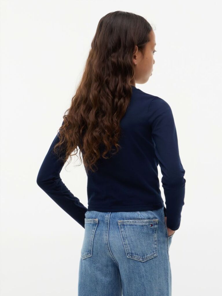 Blue Diamanté Star Flag Extra Slim Long Sleeve T-Shirt  Girls