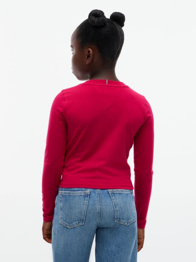 Red Diamanté Star Flag Extra Slim Long Sleeve T-Shirt  Girls