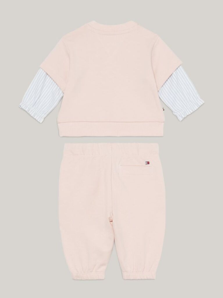 Pink Ithaca Stripe Sleeve Sweatshirt And Joggers Set  Newborn