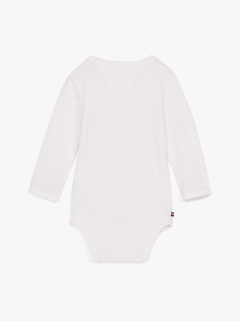 White Hilfiger Monotype Long Sleeve Bodysuit  Newborn