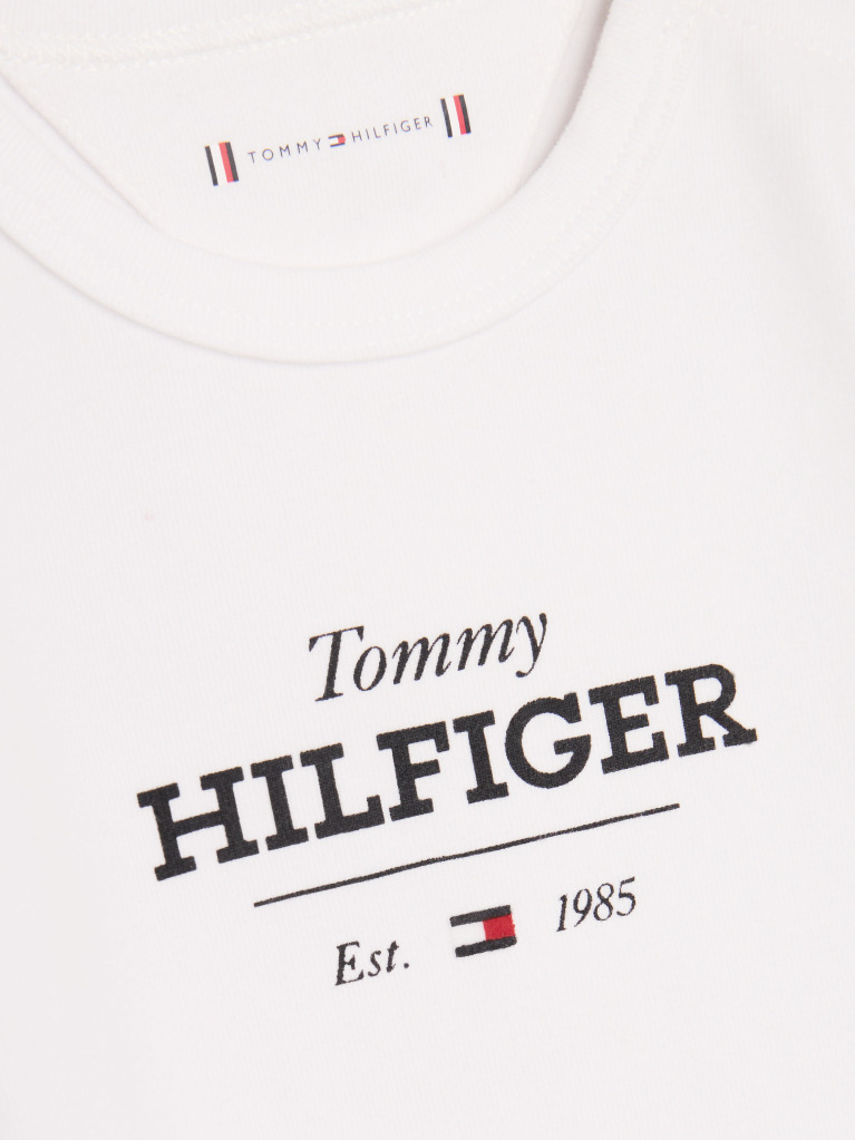 White Hilfiger Monotype Long Sleeve Bodysuit  Newborn