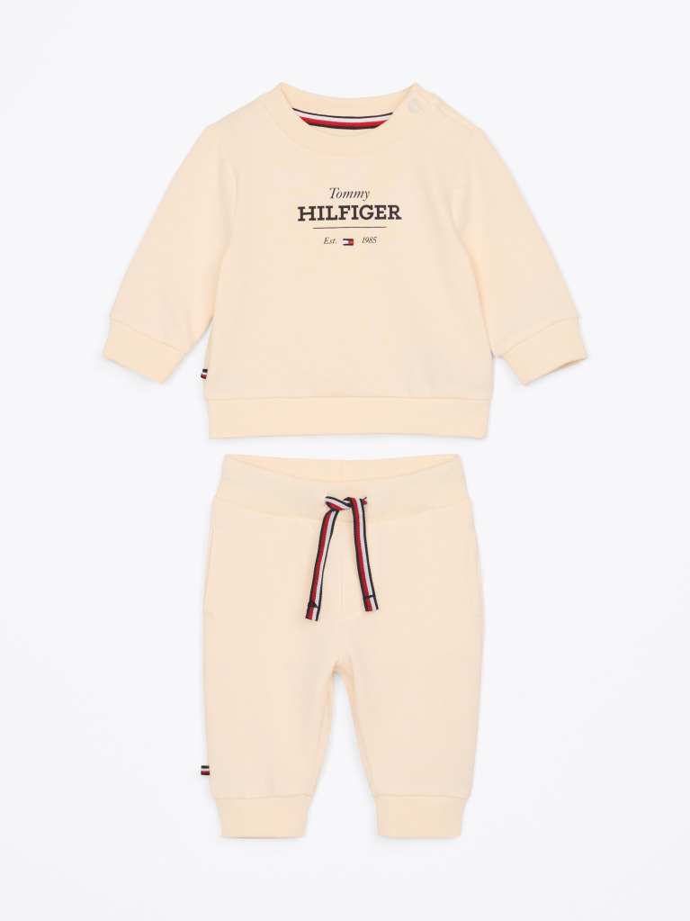 Pink Hilfiger Monotype Sweatshirt And Joggers Set  Newborn