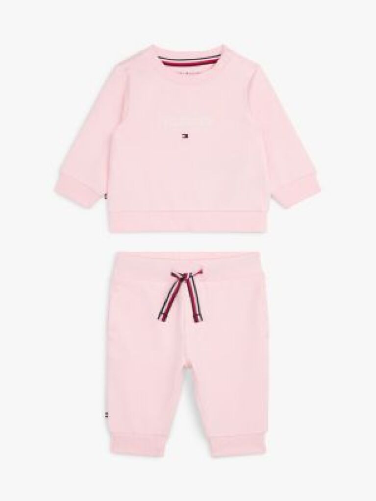 Pink Hilfiger Monotype Sweatshirt And Joggers Set  Newborn
