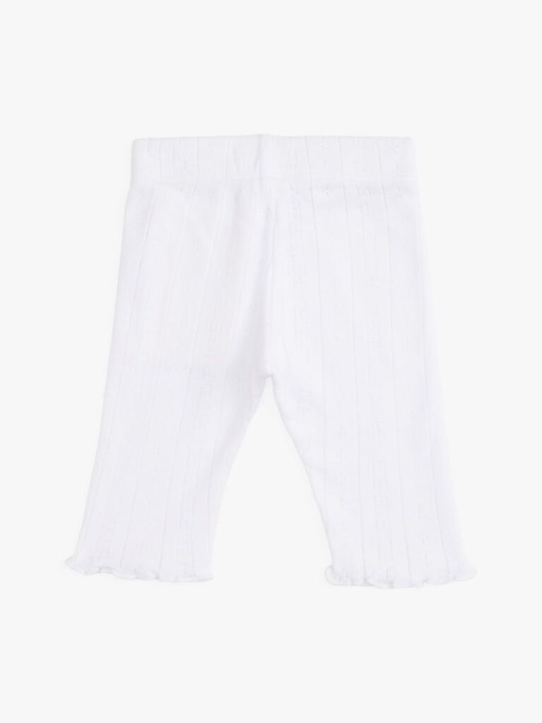 White Pointelle Knit Slim Leggings  Newborn