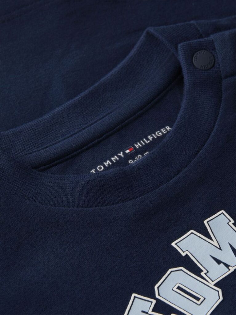 Blue Logo Peached Crew Neck T-Shirt  Newborn
