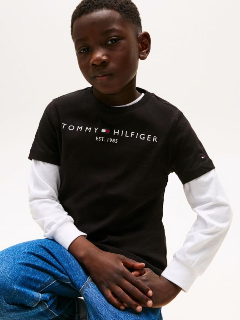 Black Essential Organic Cotton Logo T-Shirt  Kids Unisex