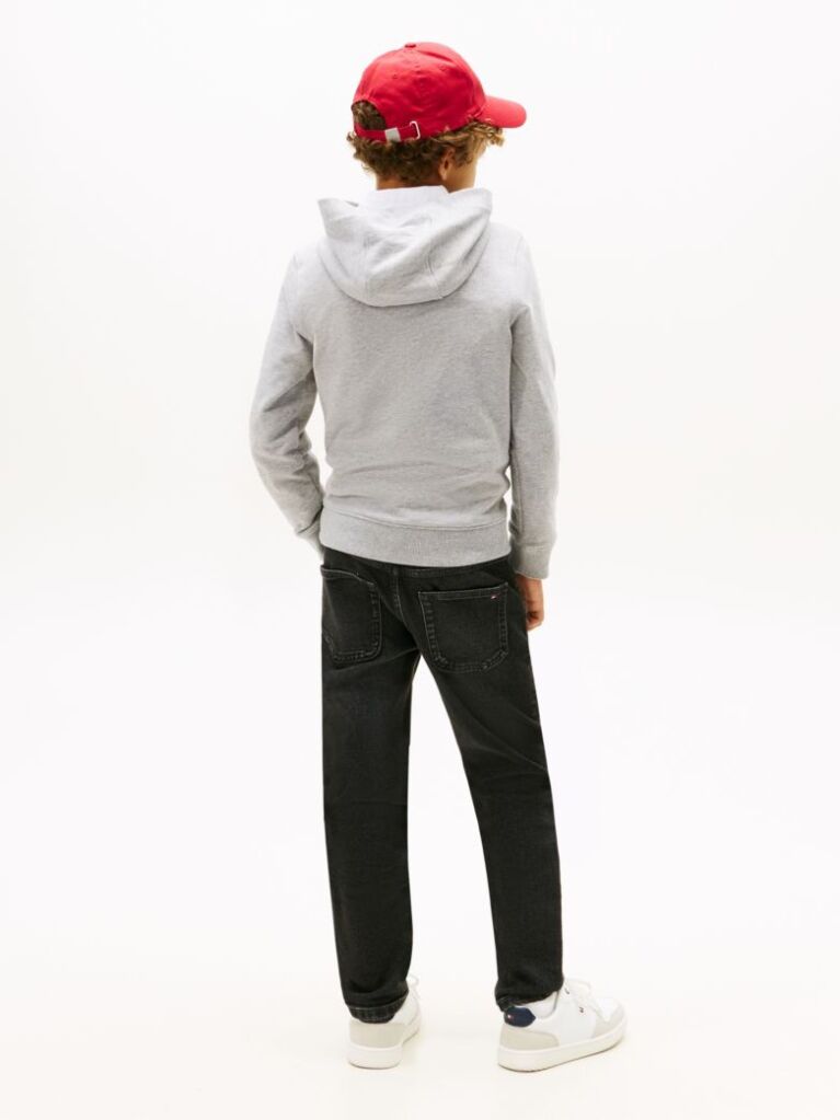 Grey Essential Organic Cotton Hoodie With Logo  Kids Unisex
