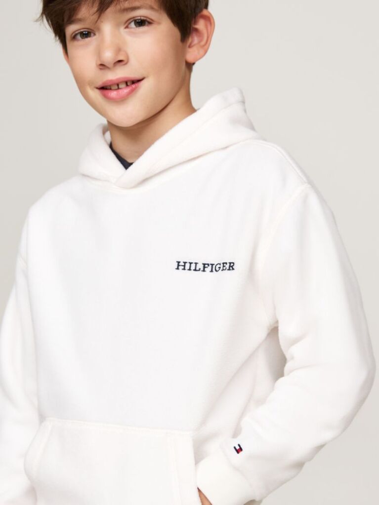 White Hilfiger Monotype Polar Fleece Hoody  Kids Unisex
