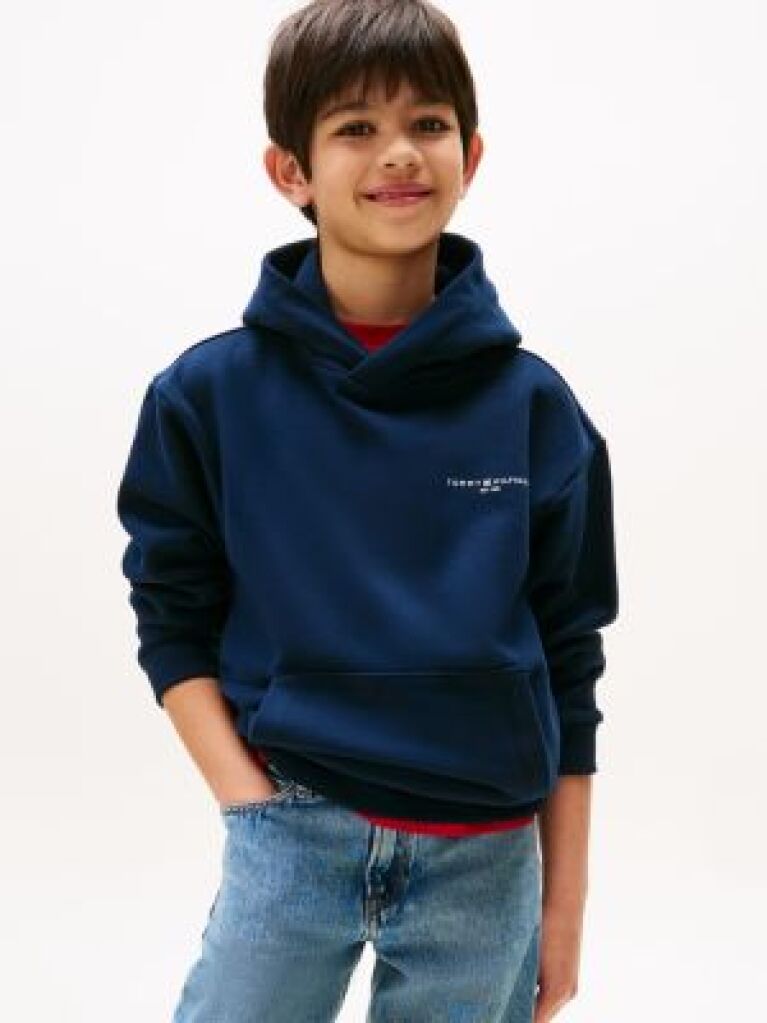 Blue Signature Tape Logo Hoody  Kids Unisex