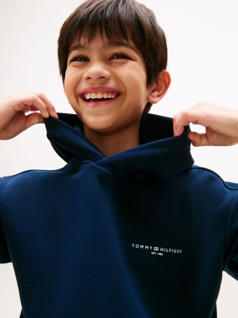 Blue Signature Tape Logo Hoody  Kids Unisex