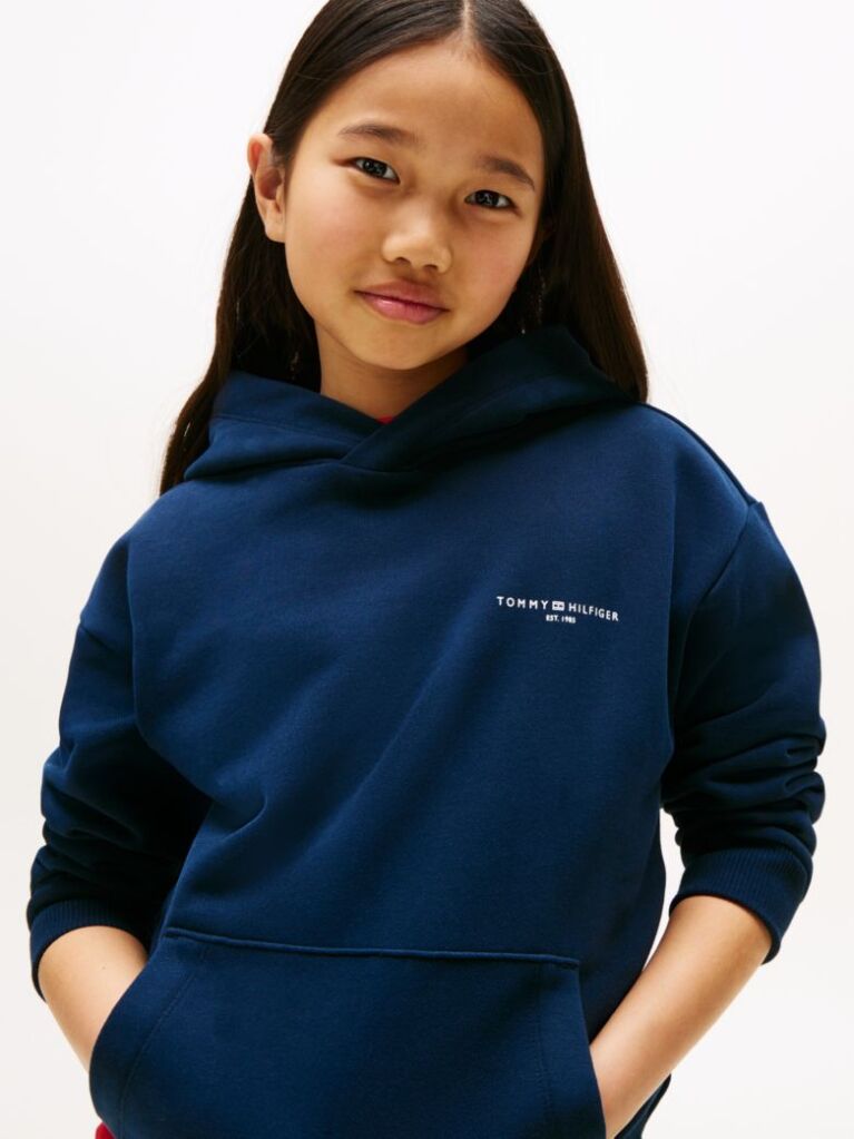 Blue Signature Tape Logo Hoody  Kids Unisex