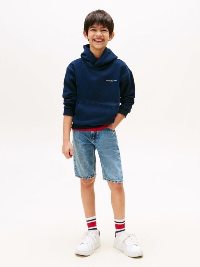 Blue Signature Tape Logo Hoody  Kids Unisex