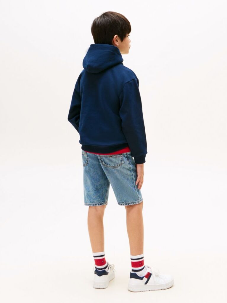 Blue Signature Tape Logo Hoody  Kids Unisex