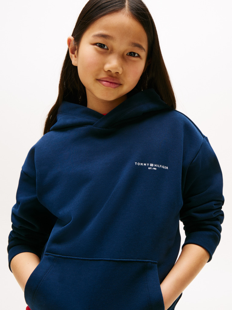 Blue Signature Tape Logo Hoody  Kids Unisex