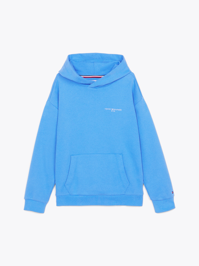 Blue Signature Tape Logo Hoody  Kids Unisex