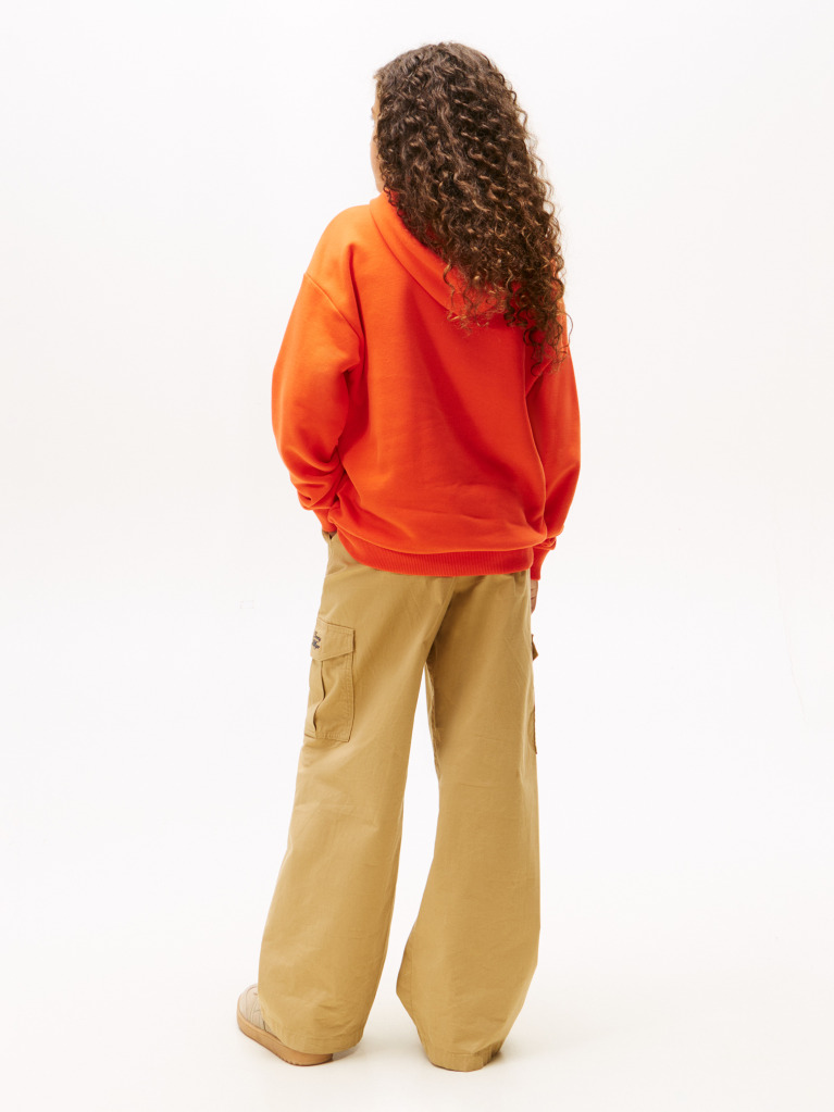 Orange Logo Regular Fleece Hoody  Kids Unisex