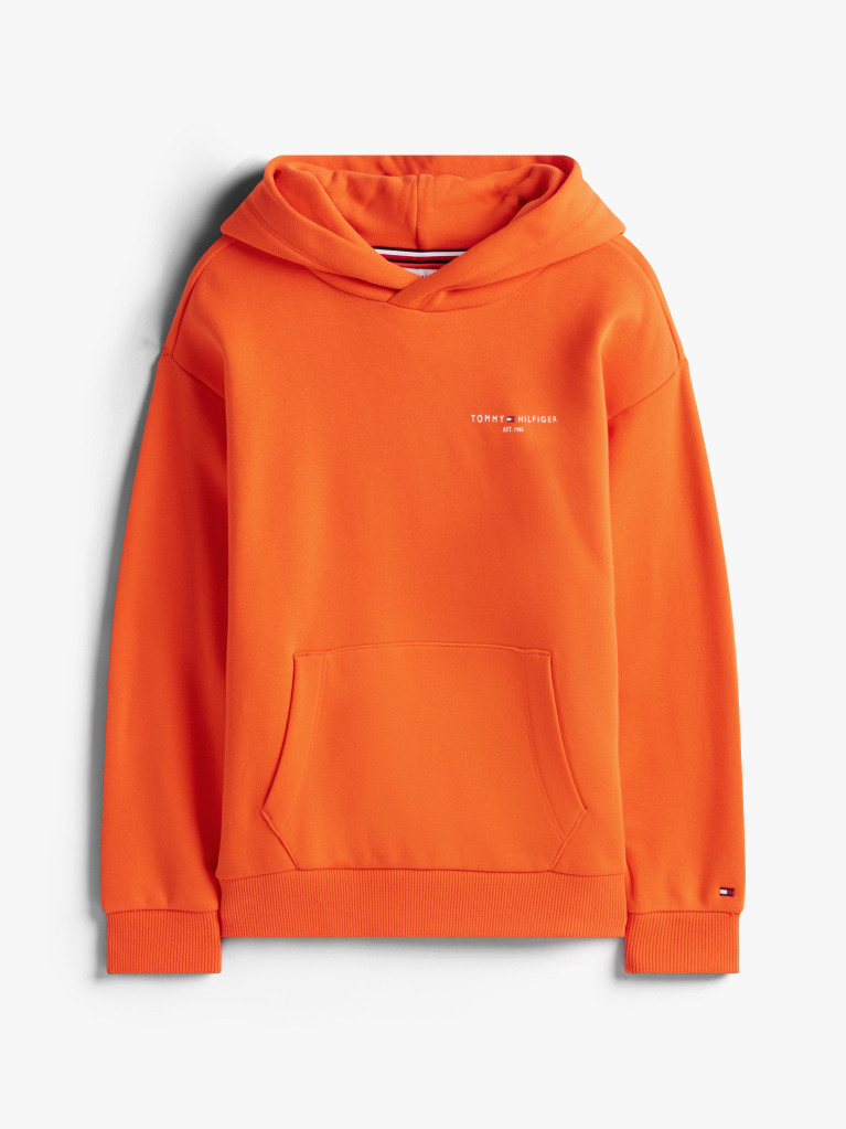 Orange Logo Regular Fleece Hoody  Kids Unisex