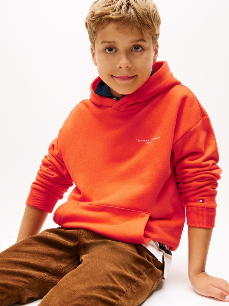 Orange Logo Regular Fleece Hoody  Kids Unisex