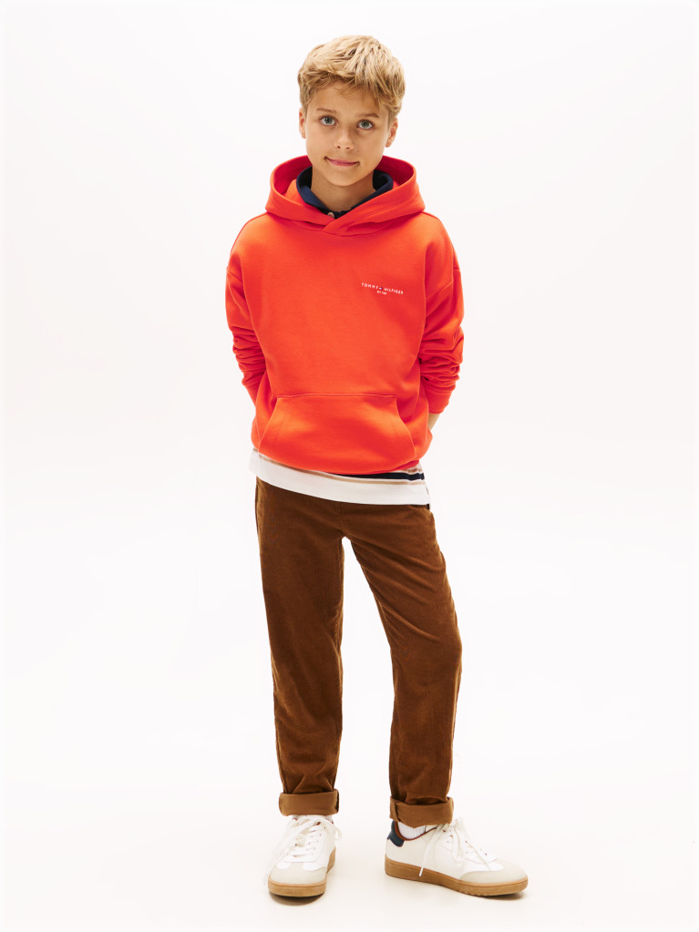 Orange Logo Regular Fleece Hoody  Kids Unisex