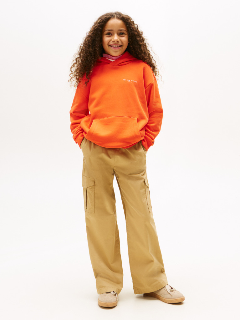 Orange Logo Regular Fleece Hoody  Kids Unisex