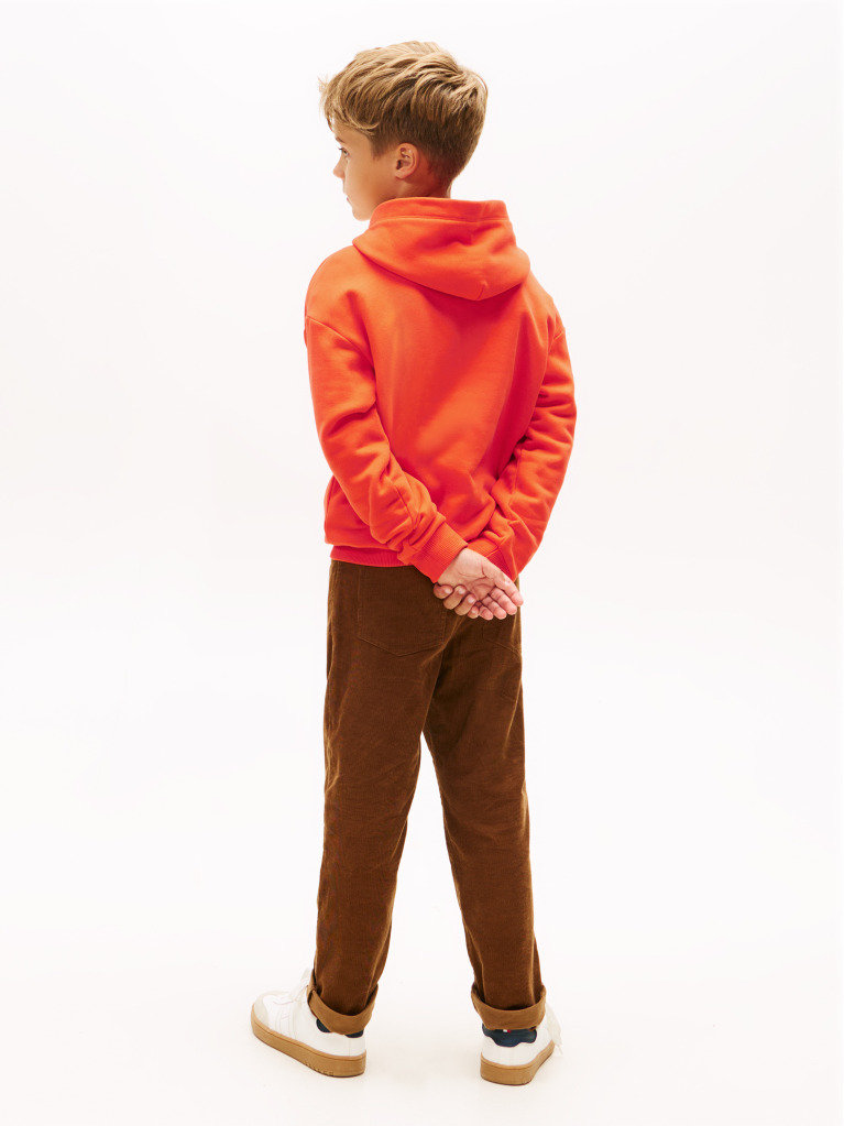 Orange Logo Regular Fleece Hoody  Kids Unisex