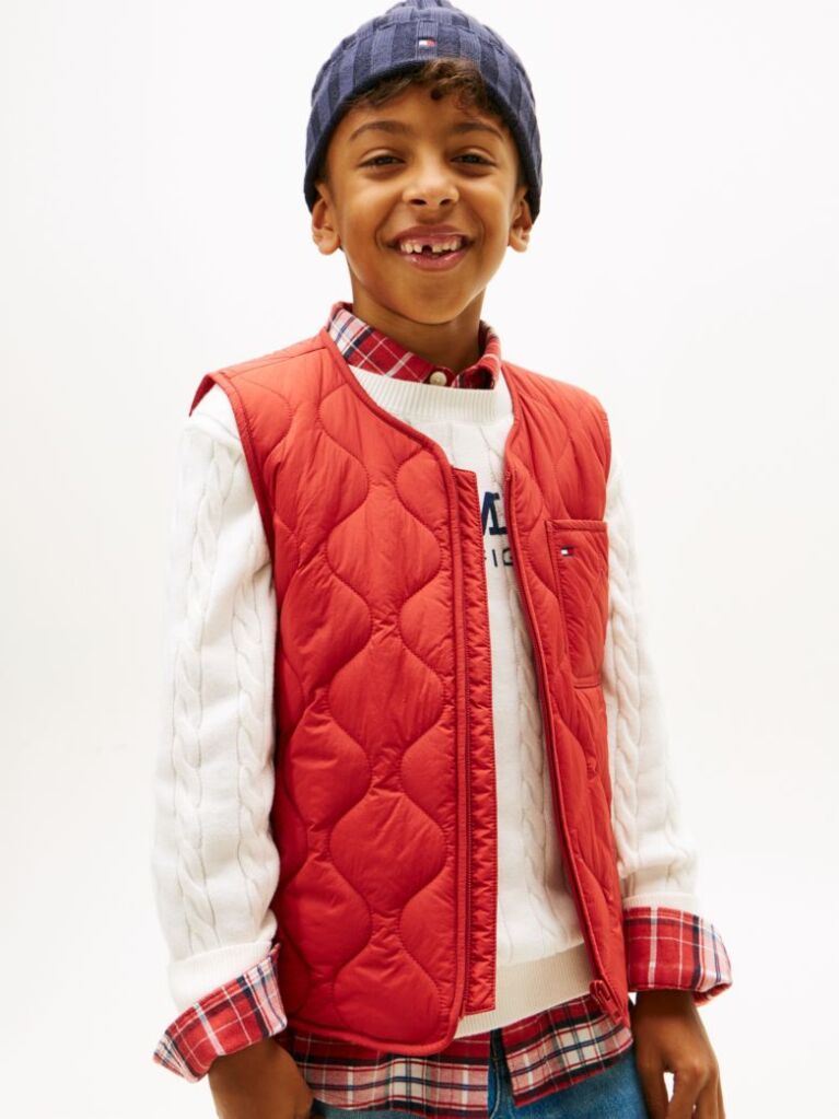 Red Essential Lightweight Quilted Gilet  Kids Unisex
