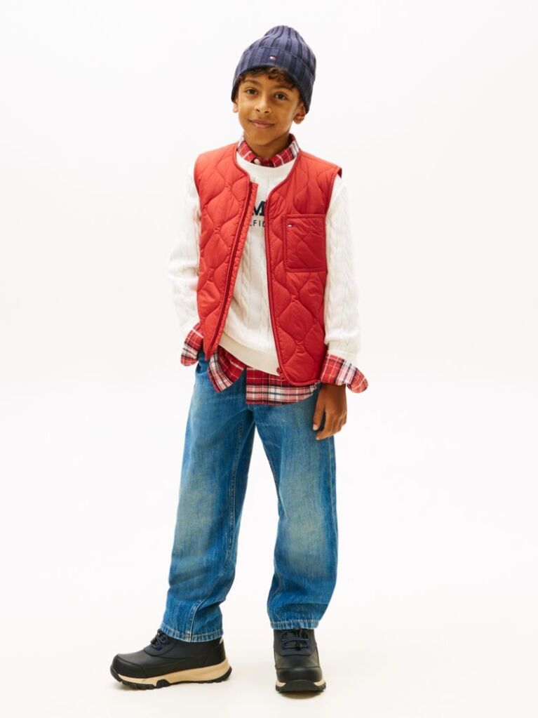 Red Essential Lightweight Quilted Gilet  Kids Unisex