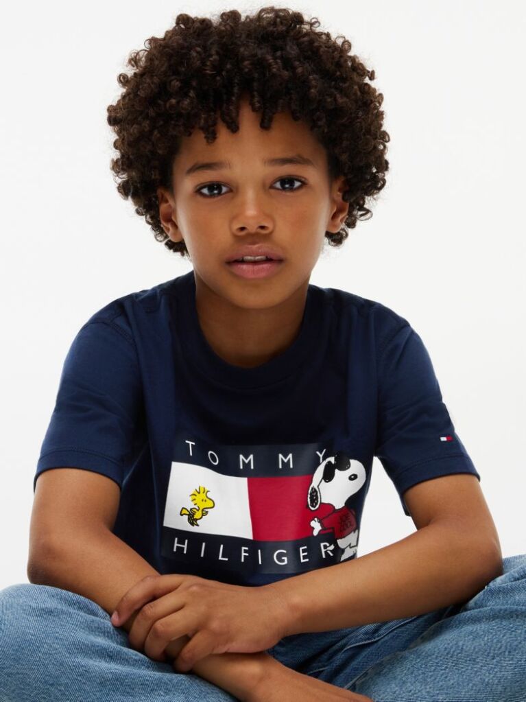 Blue Peanuts® Flag Graphic Jersey T-Shirt  Kids Unisex