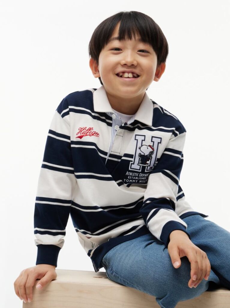 Multi Regular Fit Peanuts® Rugby Stripe Polo Shirt  Kids Unisex