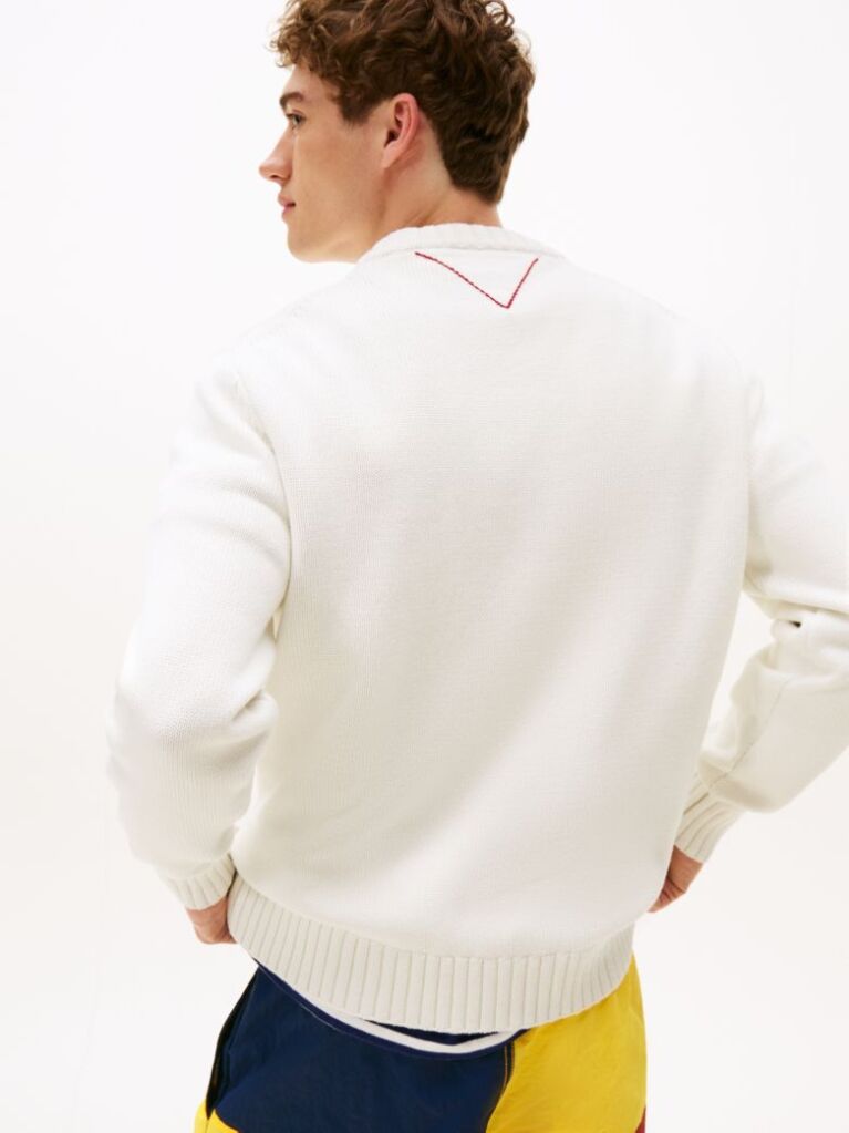 Beige Hilfiger Sailing Rib-Knit Intarsia Logo Jumper  Unisex