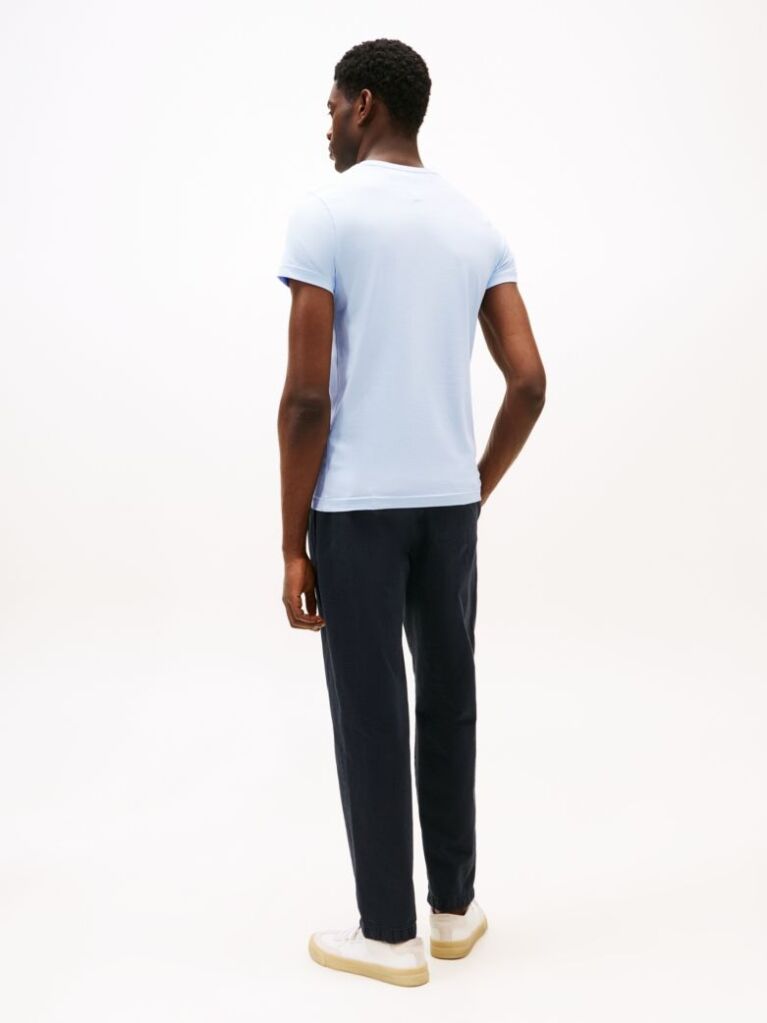 Blue Flag Embroidery Slim Fit T-Shirt  Men