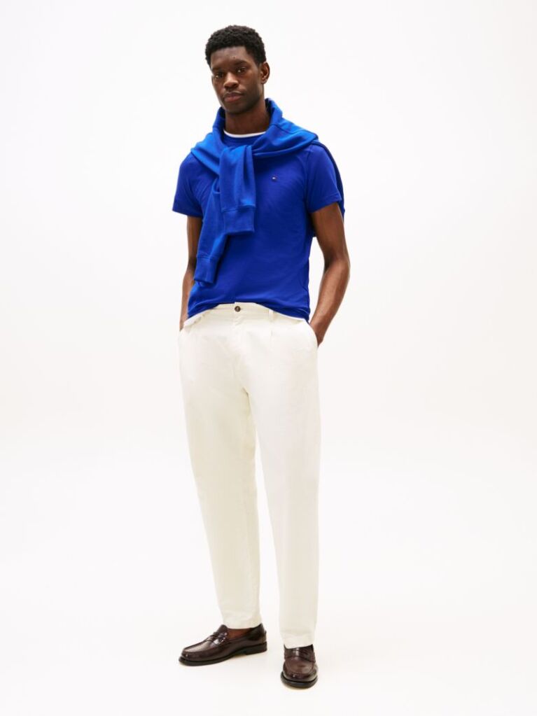 Blue Flag Embroidery Slim Fit T-Shirt  Men