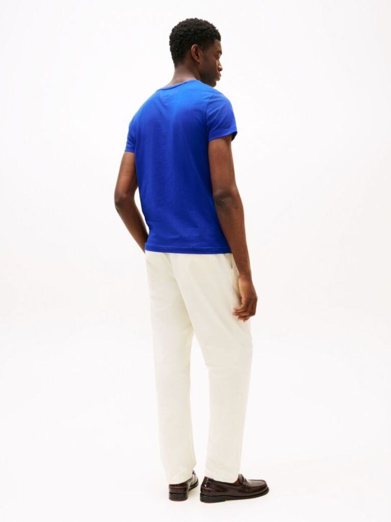 Blue Flag Embroidery Slim Fit T-Shirt  Men