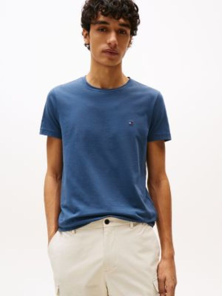 Blue Flag Embroidery Slim Fit T-Shirt  Men