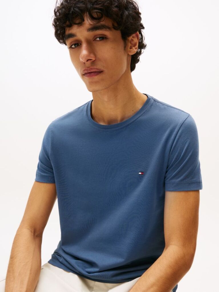 Blue Flag Embroidery Slim Fit T-Shirt  Men