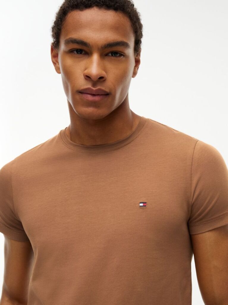 Brown Flag Embroidery Slim Fit T-Shirt  Men