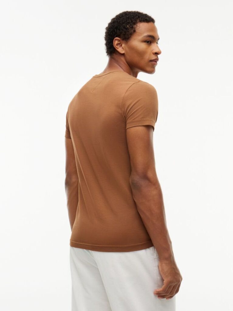 Brown Flag Embroidery Slim Fit T-Shirt  Men