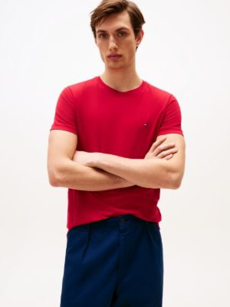 Red Flag Embroidery Slim Fit T-Shirt  Men