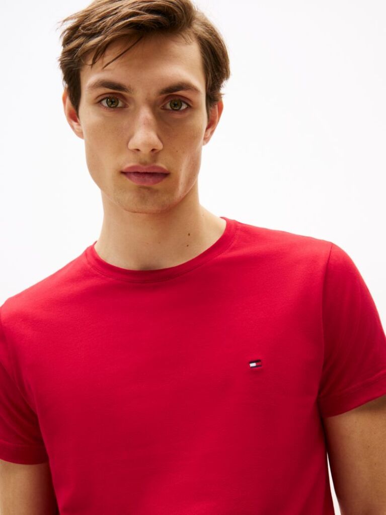 Red Flag Embroidery Slim Fit T-Shirt  Men