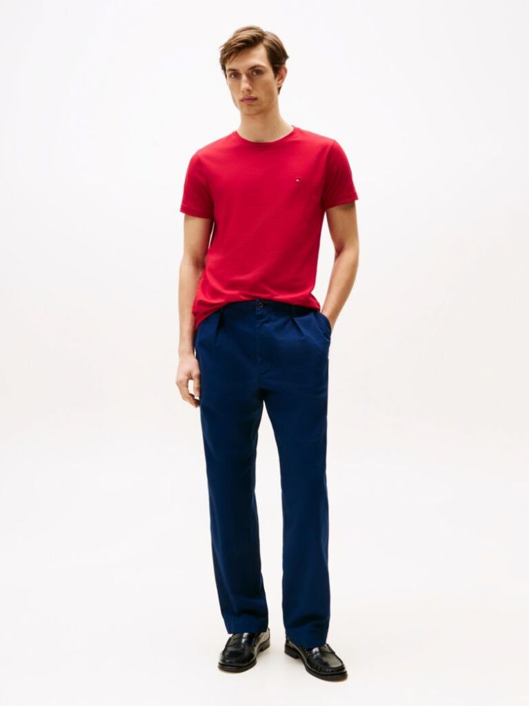 Red Flag Embroidery Slim Fit T-Shirt  Men