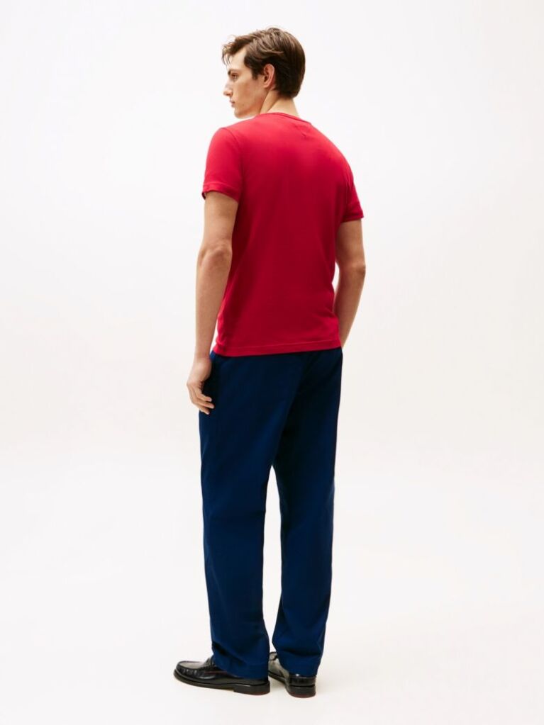 Red Flag Embroidery Slim Fit T-Shirt  Men