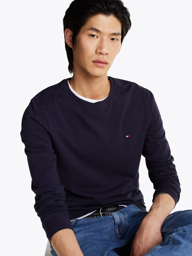 Blue Long Sleeve Extra Slim Fit T-Shirt  Men