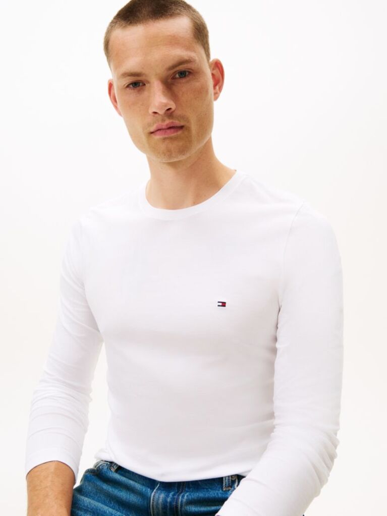 White Long Sleeve Extra Slim Fit T-Shirt  Men