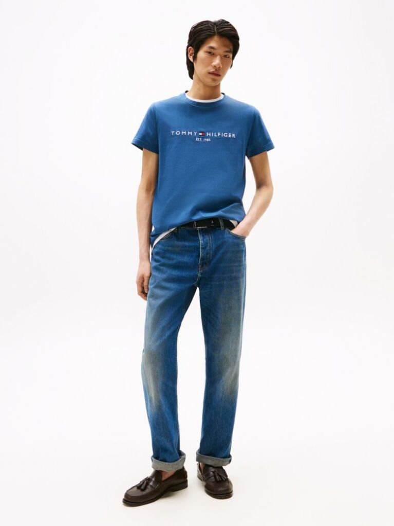Blue Logo Slim Fit Jersey T-Shirt  Men