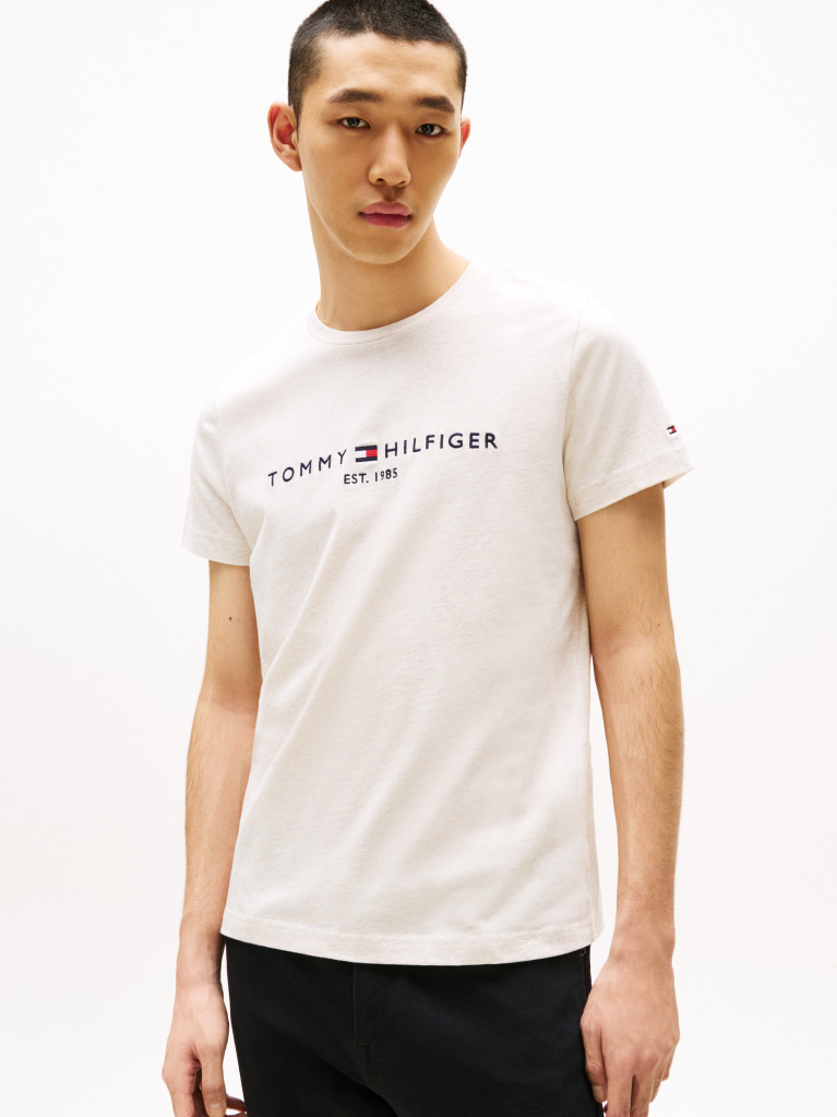 Beige Logo Slim Fit Jersey T-Shirt  Men