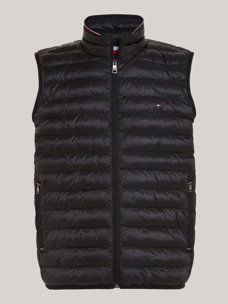 Black PACKAGING QUILTED VEST FROM RECYCLED MATERIALS  Men