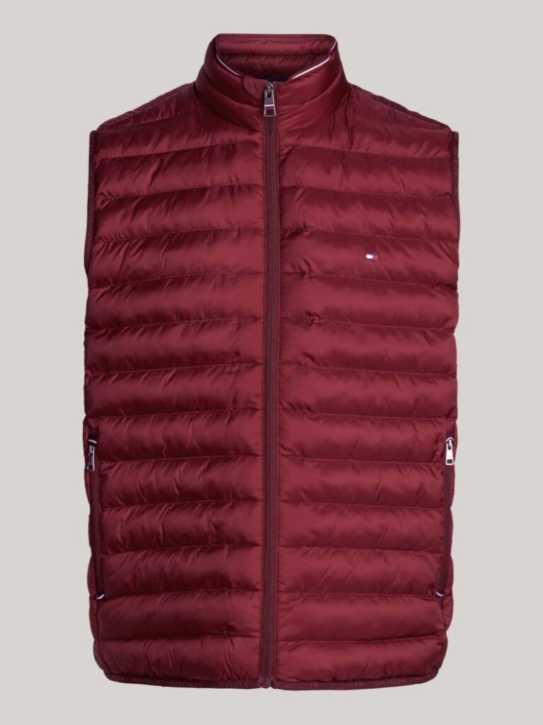 Red PACKAGING QUILTED VEST FROM RECYCLED MATERIALS  Men